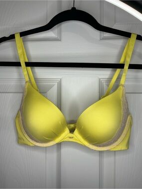 Fabulous by Victoria's Secret Yellow Push-Up Bra with Lace Accents